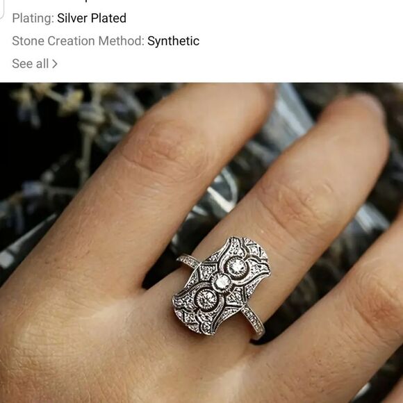 Silver zircon size 8 ring - Picture 5 of 9